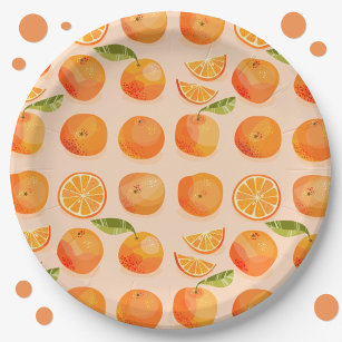 Prato De Papel Padrão Citrus Orange