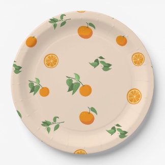 Prato De Papel Padrão clássico de citrino de fruta laranja