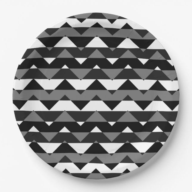 Prato De Papel Padrão Colorido Chevron Zigzag #11 (Frente)