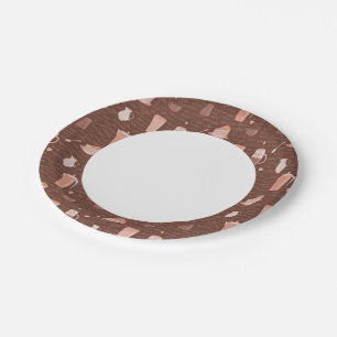 Prato De Papel Padrão com elementos relacionados ao café