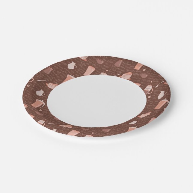 Prato De Papel Padrão com elementos relacionados ao café (Inclinado)