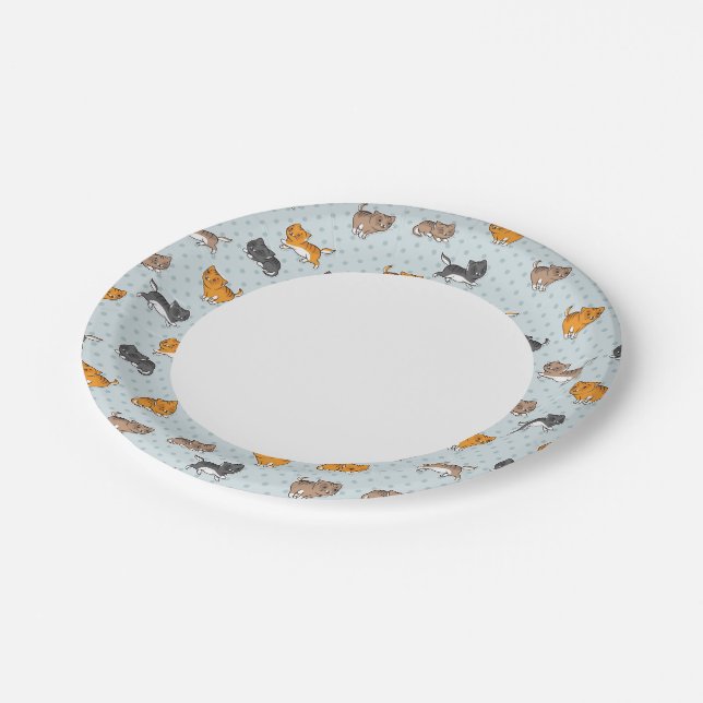 Prato De Papel padrão com gatos engraçados (Inclinado)