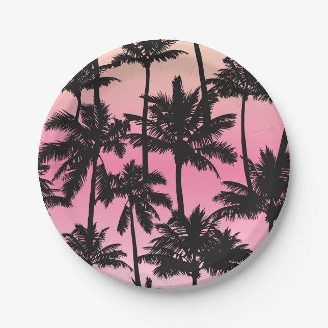 Prato De Papel Padrão da árvore Palm (Frente)