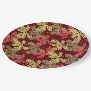 Prato De Papel Padrão das folhas do outono Elegante