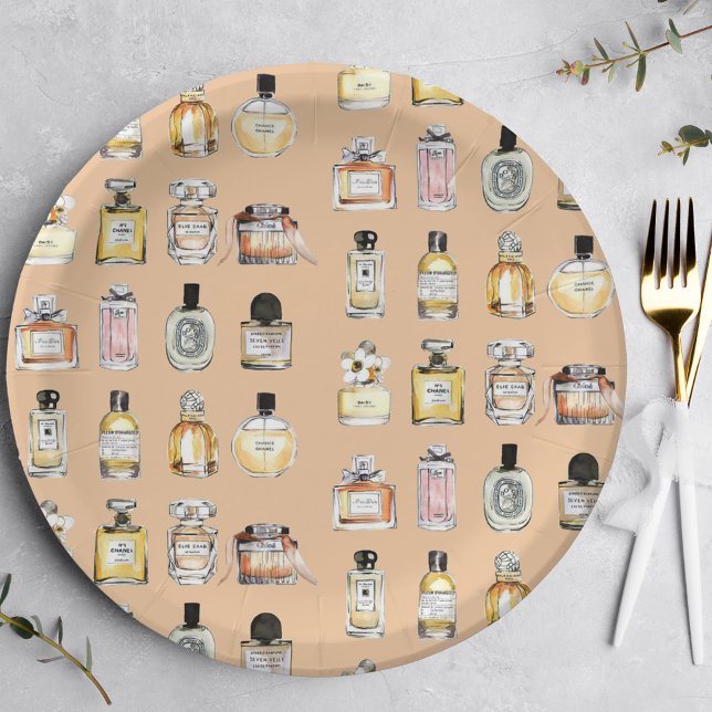 Prato De Papel Padrão das garrafas de perfume do rico (Criador carregado)