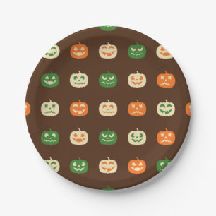 Prato De Papel Padrão de Abóbora de Cores de Outono no Halloween