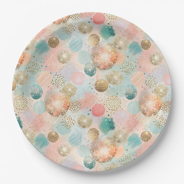 Prato De Papel Padrão de Abstrato de Glitter Pastel Confetti (Frente)