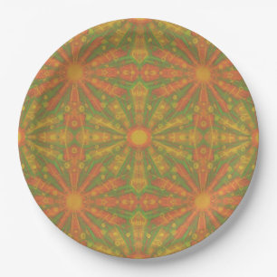 Prato De Papel Padrão de abstrato "Sunshine" em laranja e amarelo