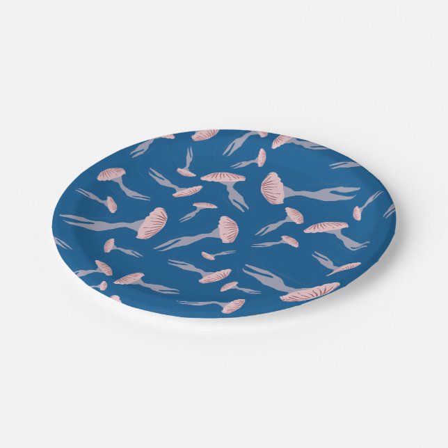 Prato De Papel Padrão de águas-vivas do oceano azul profundo (Inclinado)