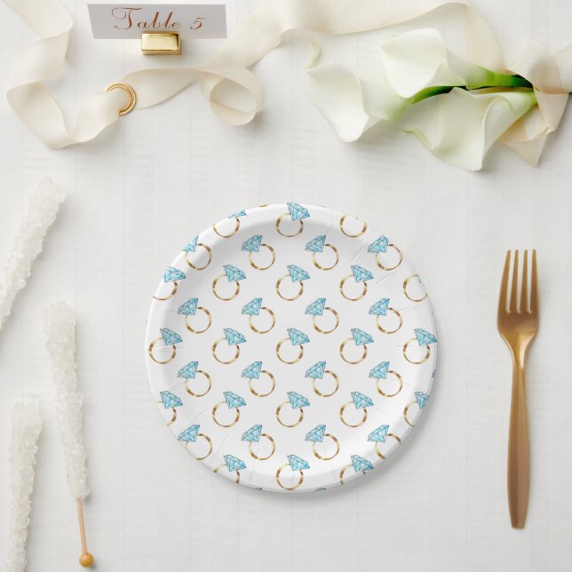 Prato De Papel Padrão de Alianças de Diamante (Casamento)