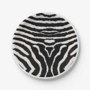 Prato De Papel Padrão de Animal Zebra Coração Dia dos Namorados