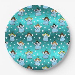 Prato De Papel Padrão de Anjos de Natal Pesados