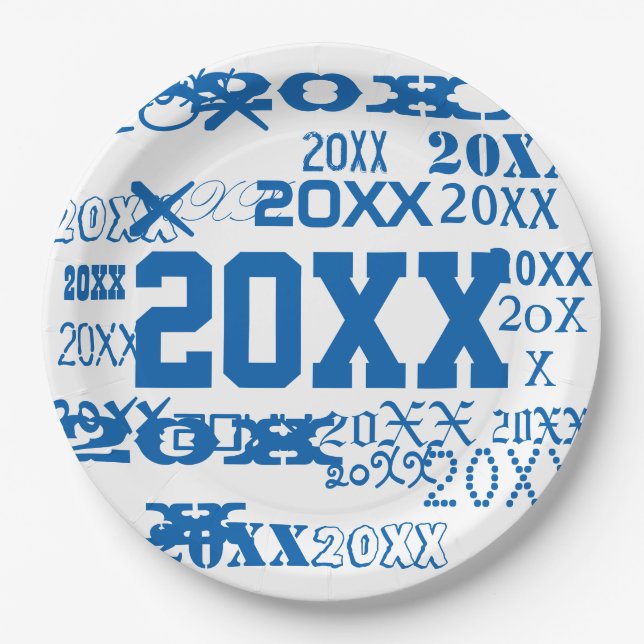 Prato De Papel Padrão de Ano Repetido de Fornecimentos de Festa d (Frente)