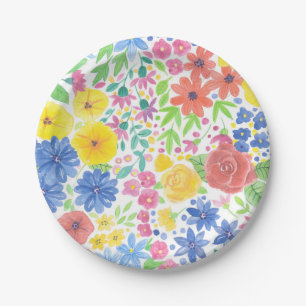 Prato De Papel Padrão de aquarela floral