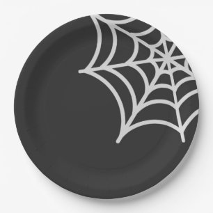 Prato De Papel Padrão de Aranha Assustadora de Halloween
