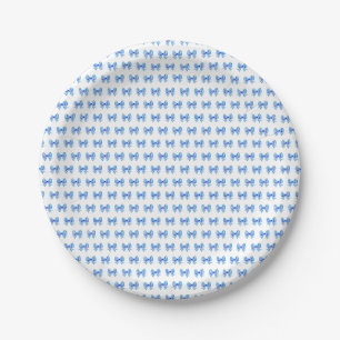 Prato De Papel Padrão de arco de gingham branco-azul