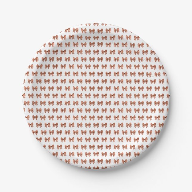 Prato De Papel Padrão de arco gingham castanho (Frente)