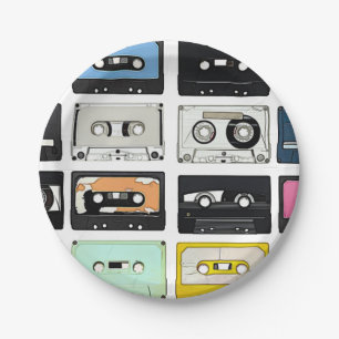 Prato De Papel Padrão de arte da Cassette Mix Tapetes Retro Vinta