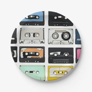Prato De Papel Padrão de arte da Cassette Mix Tapetes Retro Vinta
