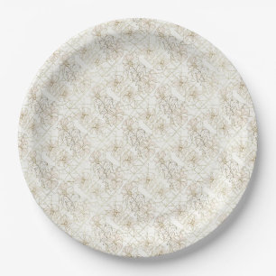 Prato De Papel Padrão de Arte de Linha Botânica Minimalista (1)