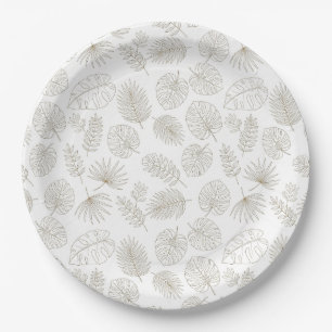 Prato De Papel Padrão de Arte de Linha Botânica Minimalista (5)