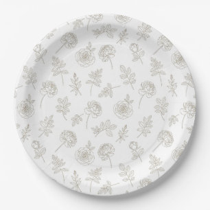 Prato De Papel Padrão de Arte de Linha Botânica Minimalista (8)