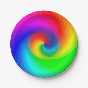 Prato De Papel Padrão de Arte de Redemoinho de Arco-Íris Tie Dye 