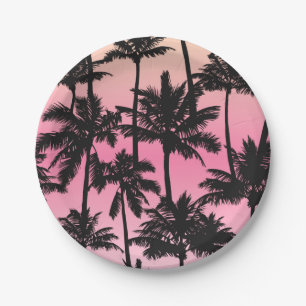 Prato De Papel Padrão de Árvore Palm
