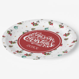 Prato De Papel Padrão de Aves de inverno Personalizadas para Féri