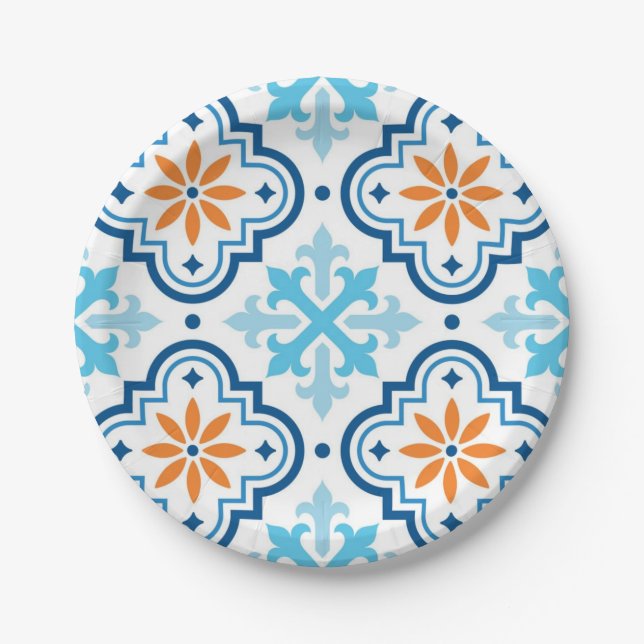 Prato De Papel Padrão de azulejos cerâmicos (Frente)