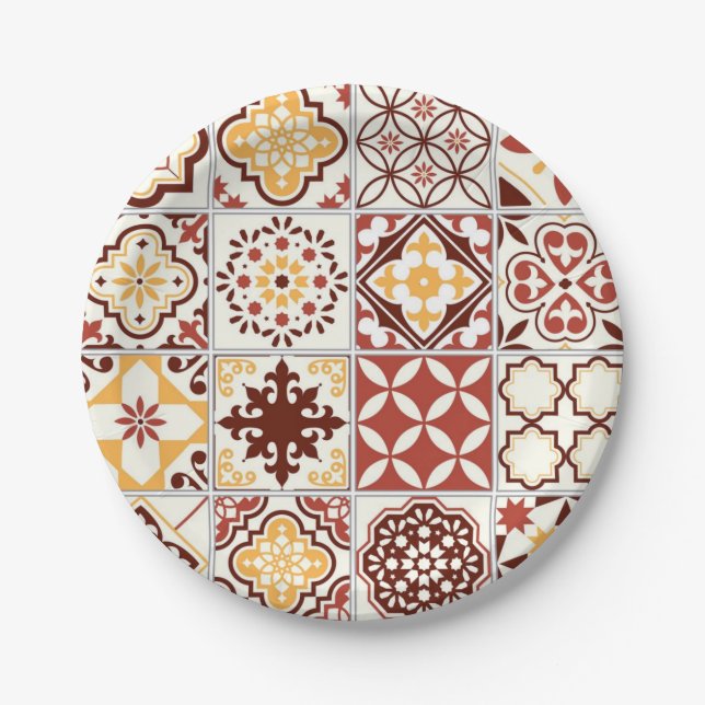 Prato De Papel Padrão de azulejos cerâmicos (Frente)