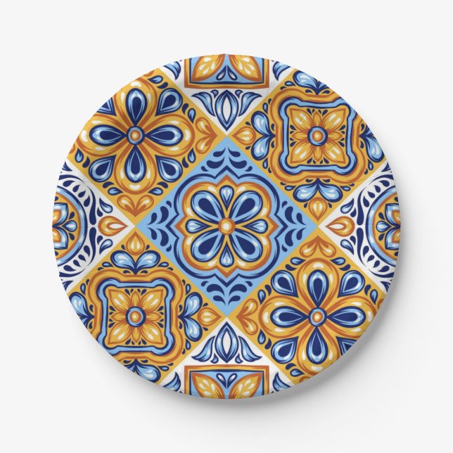 Prato De Papel Padrão de azulejos cerâmicos (Frente)