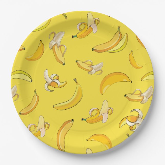 Prato De Papel Padrão de Banana 4 (Frente)