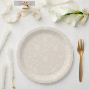 Prato De Papel Padrão de bege de conchas brancas elegantes