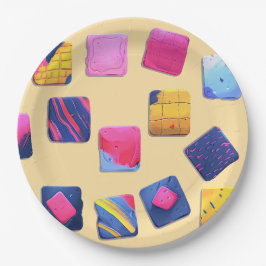 Prato De Papel Padrão de blocos coloridos do abstrato