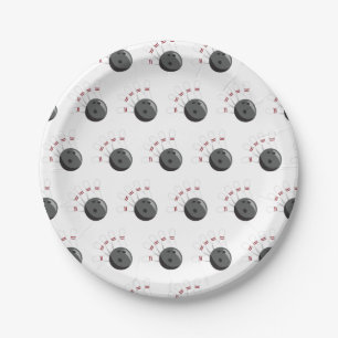 Prato De Papel Padrão de Bola de boliche e pinos personalizados