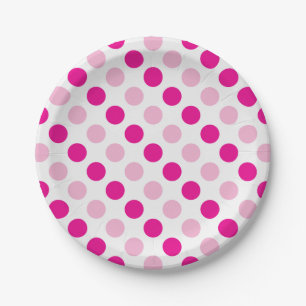 Prato De Papel Padrão de bolinhas rosa