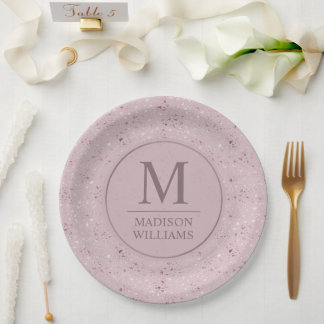 Prato De Papel Padrão de Brilho Dourado Rosa Pastel Bege Macio Pe