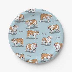 Prato De Papel Padrão de buldogue inglês