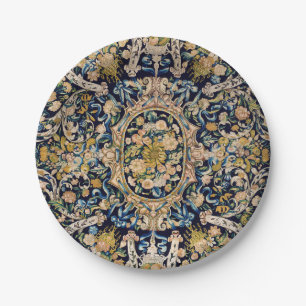 Prato De Papel Padrão De Carpete Floral Decorativo