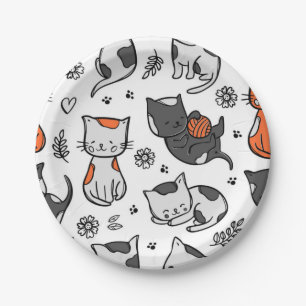 Prato De Papel Padrão de Cat