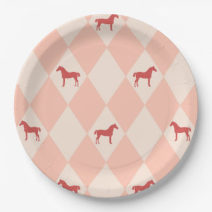 Prato De Papel Padrão de Cavalo de Harleqiun, cor-de-rosa, na mod