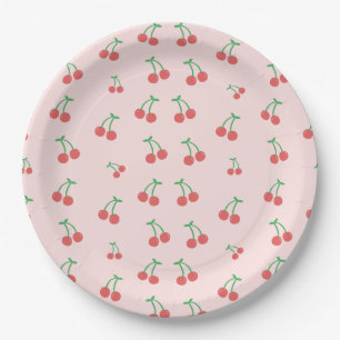 Prato De Papel Padrão de cereja doce