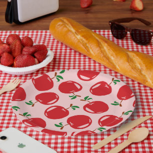 Prato De Papel Padrão de cereja doce
