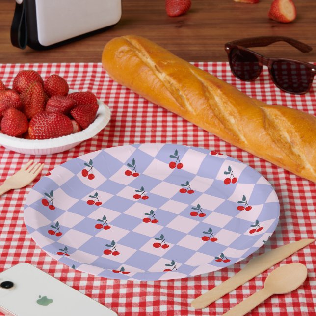 Prato De Papel Padrão de cereja doce (Piquenique)