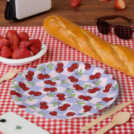 Prato De Papel Padrão de cereja doce