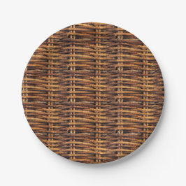 Prato De Papel Padrão de cesta do Wicker