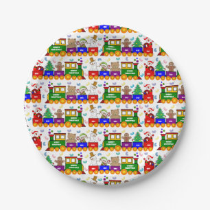 Prato De Papel Padrão de Comboio de Brinquedo de Natal