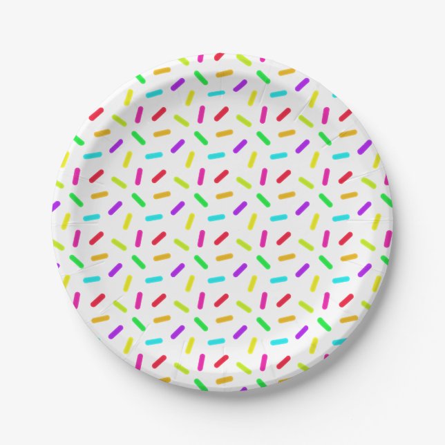 Prato De Papel Padrão de Confeitos Colorido Personalizado (Frente)