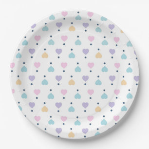 Prato De Papel Padrão de Coração de Pastel Love